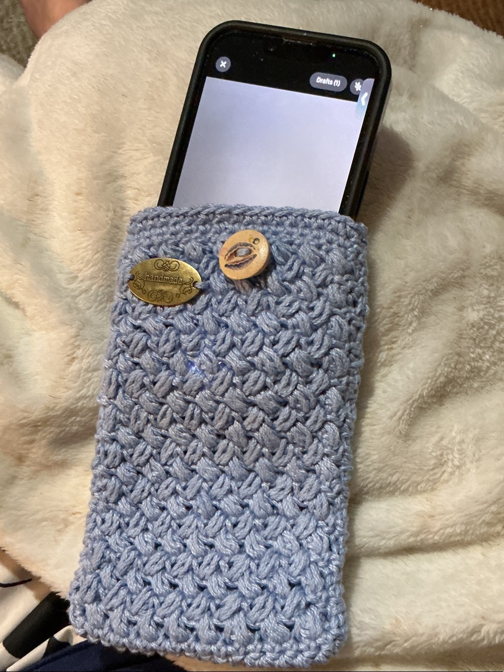 Crochet Phone Sleeve with Button Accent